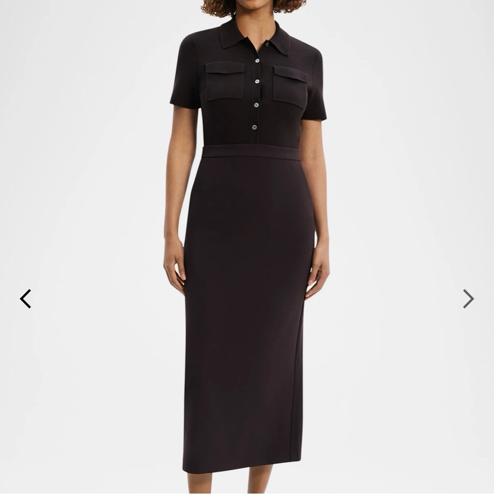 Theory Admiral Crepe Utility Midi Dress Hickory
